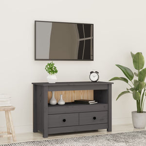 Grauer TV-Schrank Kiefer Massivholz 79 cm