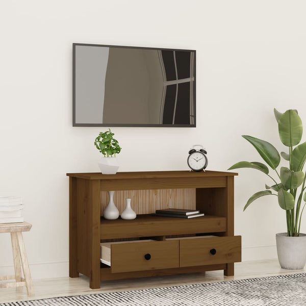 TV-Schrank Honigbraun Kiefer Massivholz 79 cm