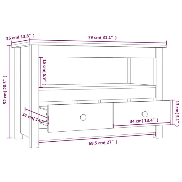 TV-Schrank Honigbraun Kiefer Massivholz 79 cm