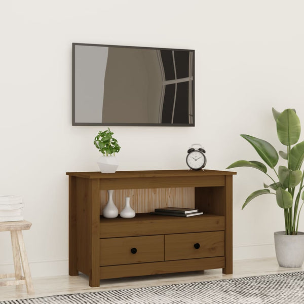 TV-Schrank Honigbraun Kiefer Massivholz 79 cm