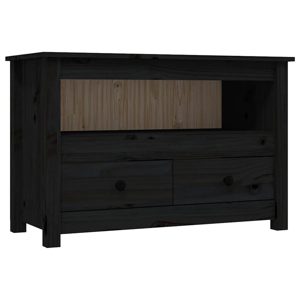 Schwarzer TV-Schrank Kiefer Massivholz 79cm