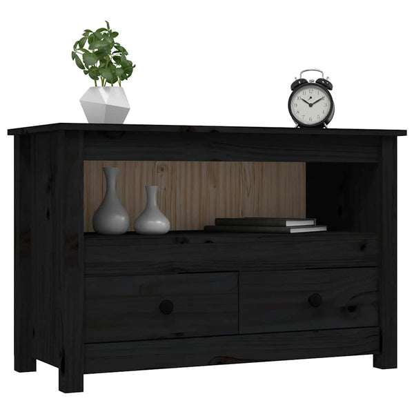 Schwarzer TV-Schrank Kiefer Massivholz 79cm
