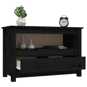 Schwarzer TV-Schrank Kiefer Massivholz 79cm