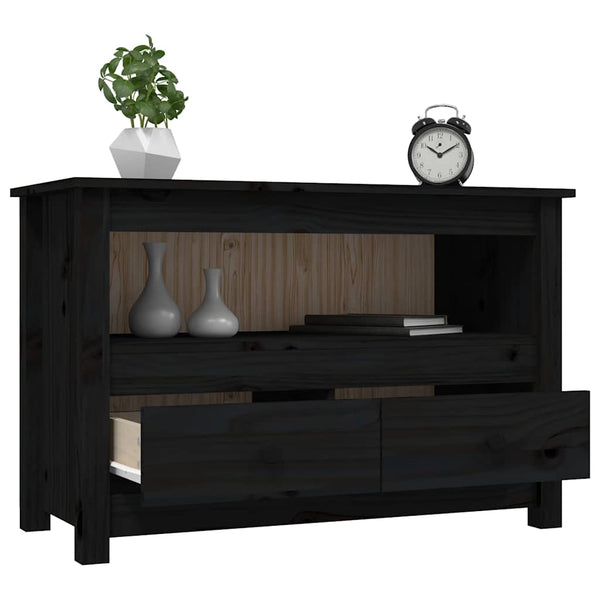 Schwarzer TV-Schrank Kiefer Massivholz 79cm