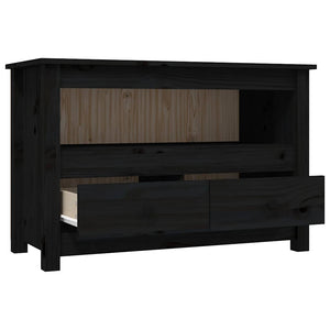 Schwarzer TV-Schrank Kiefer Massivholz 79cm