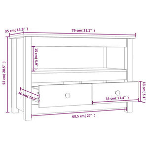 Schwarzer TV-Schrank Kiefer Massivholz 79cm