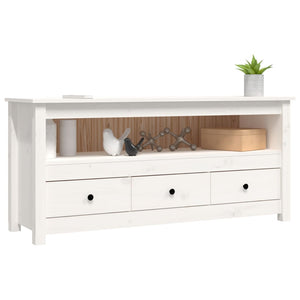 Weißer TV-Schrank Kiefer Massivholz 114cm