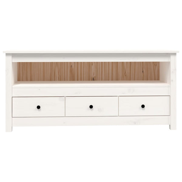 Weißer TV-Schrank Kiefer Massivholz 114cm