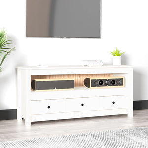 Weißer TV-Schrank Kiefer Massivholz 114cm