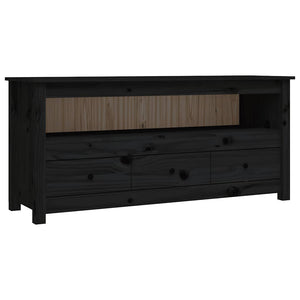 Schwarzer TV-Schrank Kiefer Massivholz 114cm