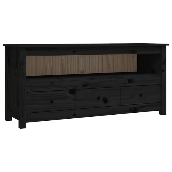 Schwarzer TV-Schrank Kiefer Massivholz 114cm