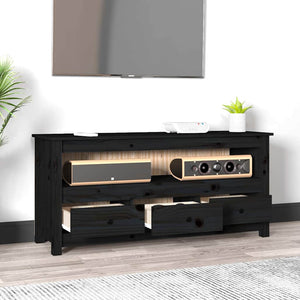 Schwarzer TV-Schrank Kiefer Massivholz 114cm