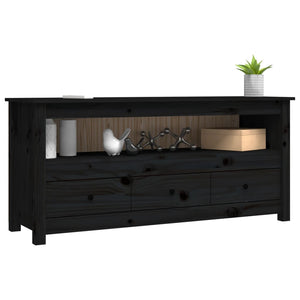 Schwarzer TV-Schrank Kiefer Massivholz 114cm