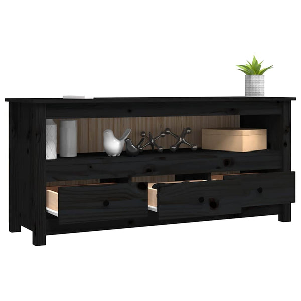 Schwarzer TV-Schrank Kiefer Massivholz 114cm
