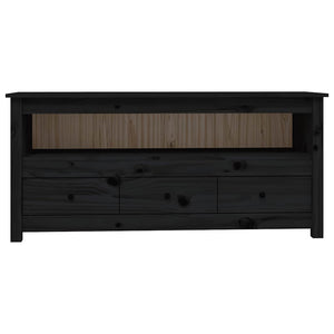 Schwarzer TV-Schrank Kiefer Massivholz 114cm