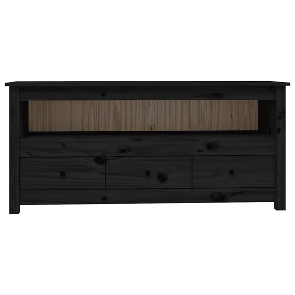 Schwarzer TV-Schrank Kiefer Massivholz 114cm