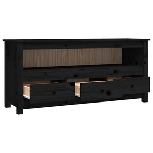 Schwarzer TV-Schrank Kiefer Massivholz 114cm