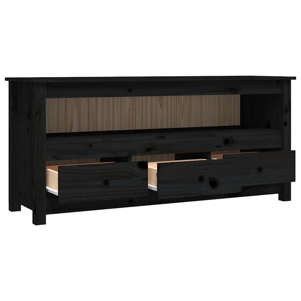 Schwarzer TV-Schrank Kiefer Massivholz 114cm