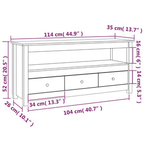Schwarzer TV-Schrank Kiefer Massivholz 114cm