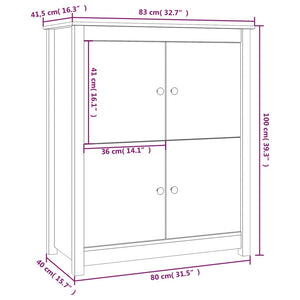 Graues Kiefer Sideboard 83x41,5x100cm