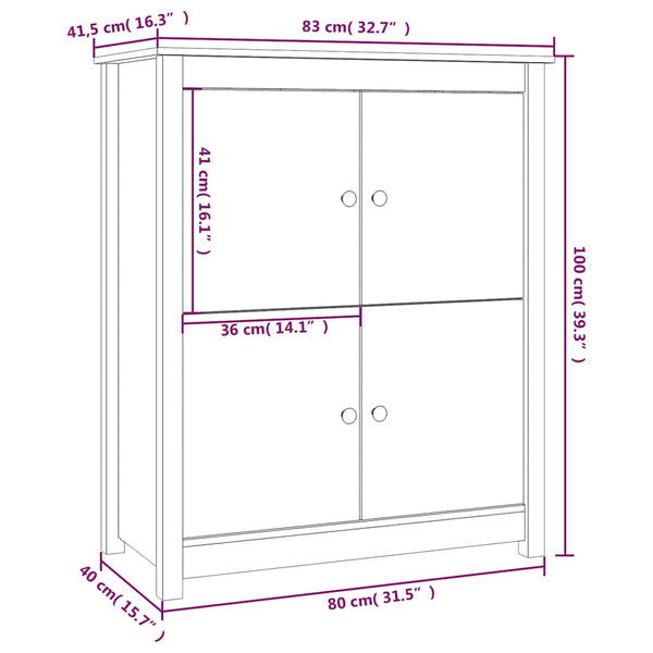 Honigbraunes Kiefer Sideboard, 83 cm