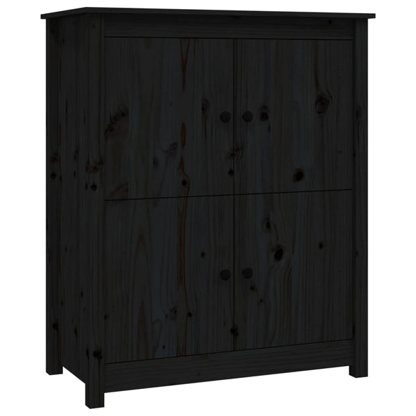 Schwarzes Kiefer Massivholz Sideboard 83x100cm