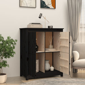 Schwarzes Kiefer Massivholz Sideboard 83x100cm