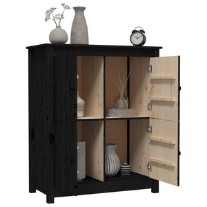 Schwarzes Kiefer Massivholz Sideboard 83x100cm