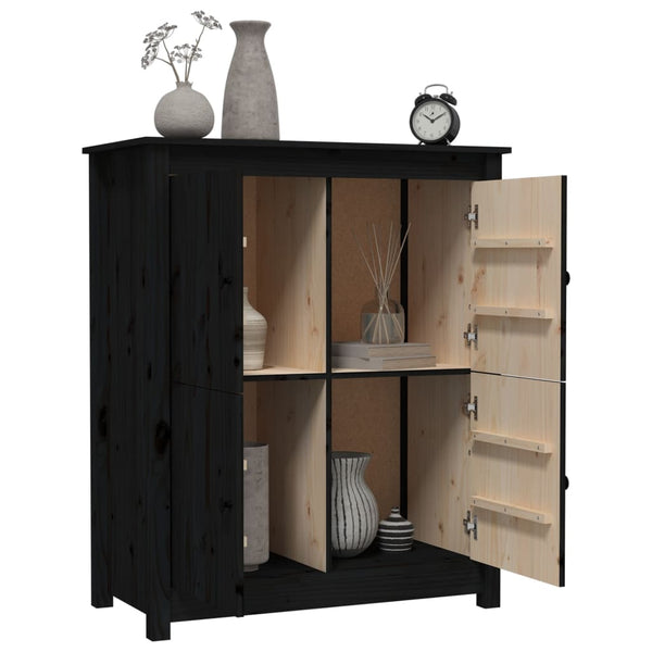 Schwarzes Kiefer Massivholz Sideboard 83x100cm