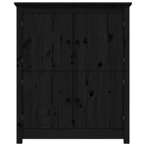 Schwarzes Kiefer Massivholz Sideboard 83x100cm