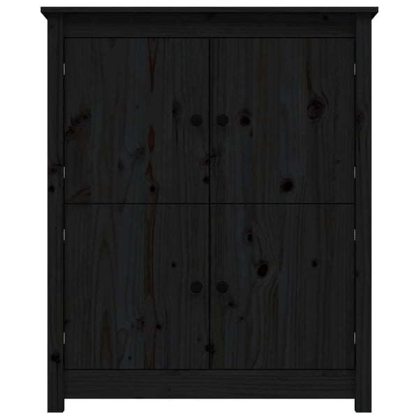 Schwarzes Kiefer Massivholz Sideboard 83x100cm