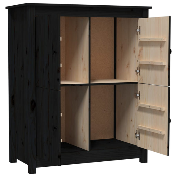 Schwarzes Kiefer Massivholz Sideboard 83x100cm