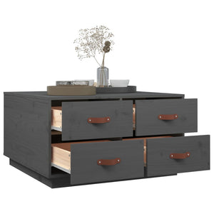 Grauer Couchtisch 80x80 cm Kiefer Massivholz