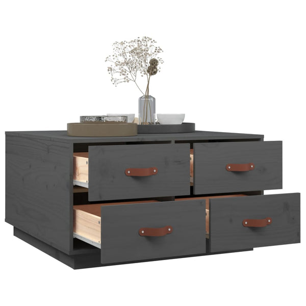 Grauer Couchtisch 80x80 cm Kiefer Massivholz