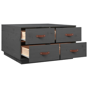 Grauer Couchtisch 80x80 cm Kiefer Massivholz