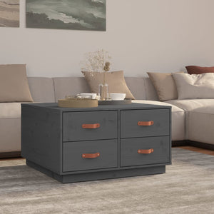 Grauer Couchtisch 80x80 cm Kiefer Massivholz