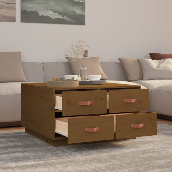 Couchtisch Honigbraun Kiefer Massivholz 80x80 cm