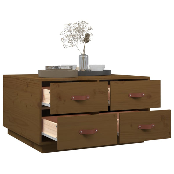 Couchtisch Honigbraun Kiefer Massivholz 80x80 cm