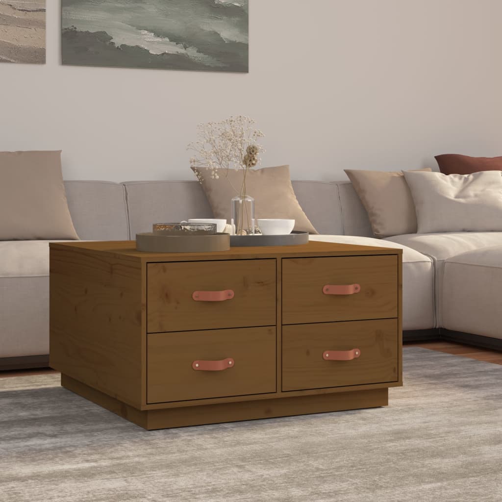 Couchtisch Honigbraun Kiefer Massivholz 80x80 cm