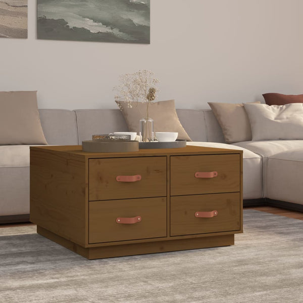 Couchtisch Honigbraun Kiefer Massivholz 80x80 cm