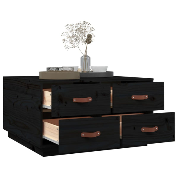 Schwarzer Couchtisch 80x80 cm Kiefer Massivholz