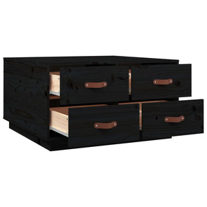 Schwarzer Couchtisch 80x80 cm Kiefer Massivholz