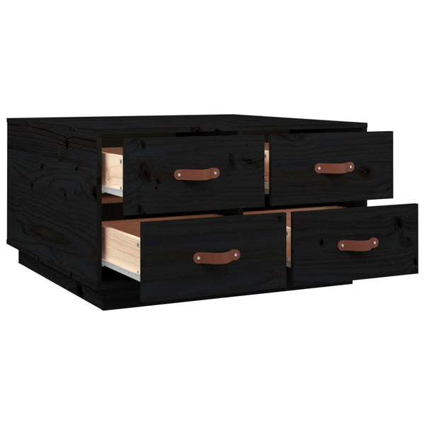 Schwarzer Couchtisch 80x80 cm Kiefer Massivholz