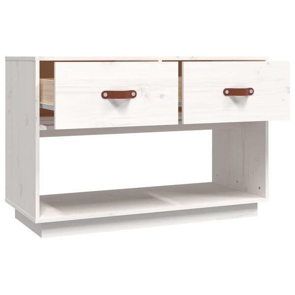vidaXL Meuble TV blanc 90x40x60 cm Bois de pin massif