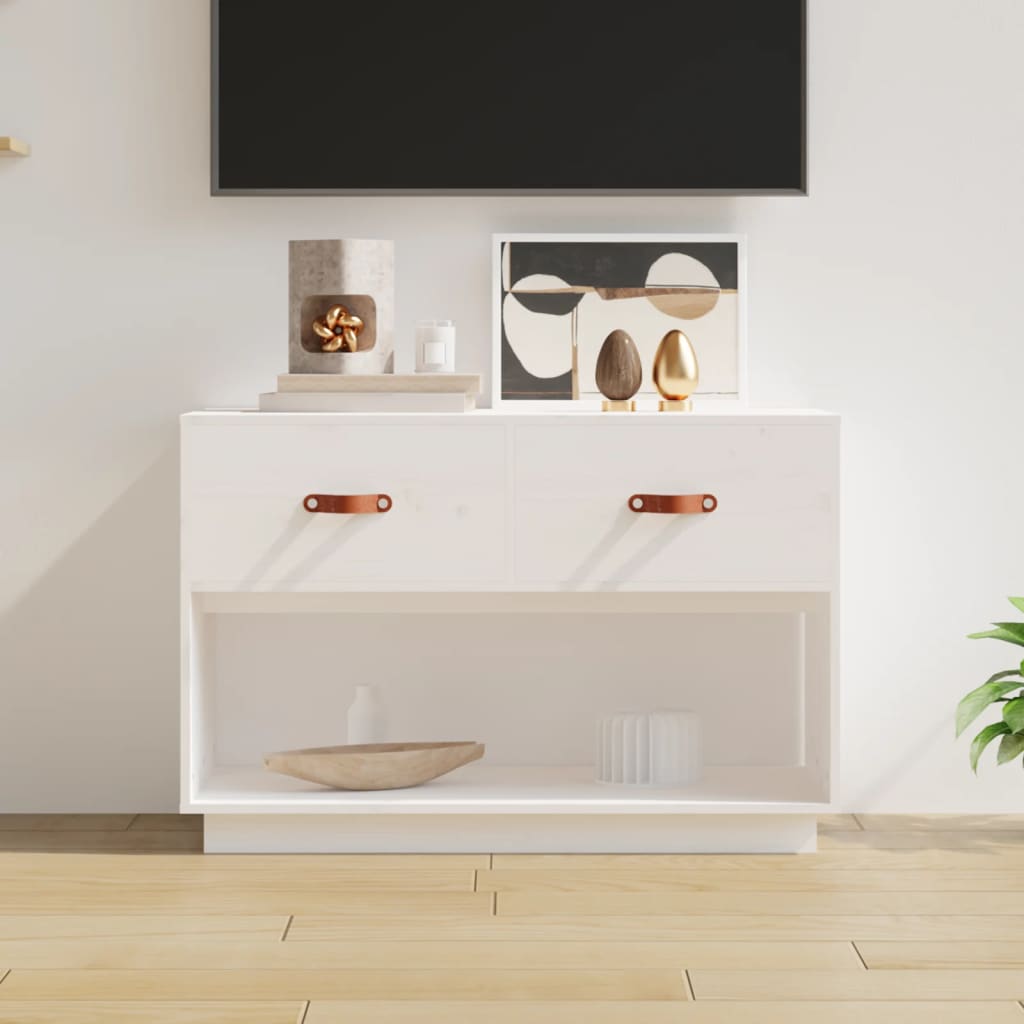 vidaXL Meuble TV blanc 90x40x60 cm Bois de pin massif