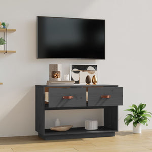 Grauer TV-Schrank 90x60cm Kiefer Massivholz