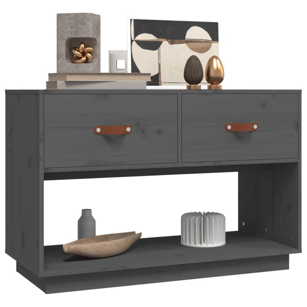 Grauer TV-Schrank 90x60cm Kiefer Massivholz