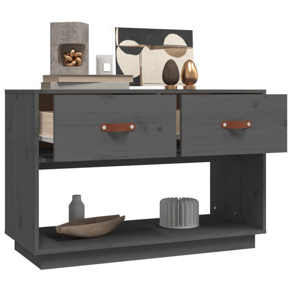Grauer TV-Schrank 90x60cm Kiefer Massivholz
