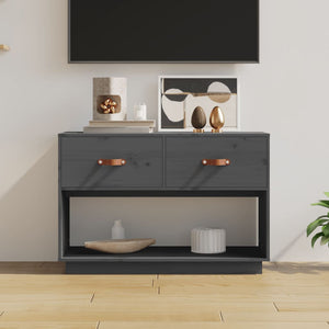 Grauer TV-Schrank 90x60cm Kiefer Massivholz