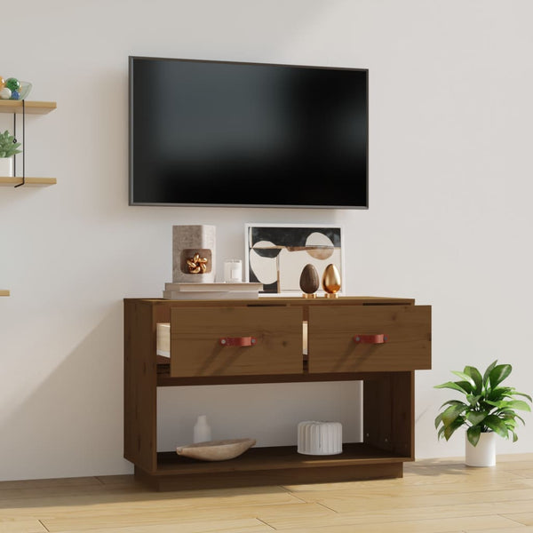 TV-Schrank Honigbraun Kiefer Massivholz 90cm
